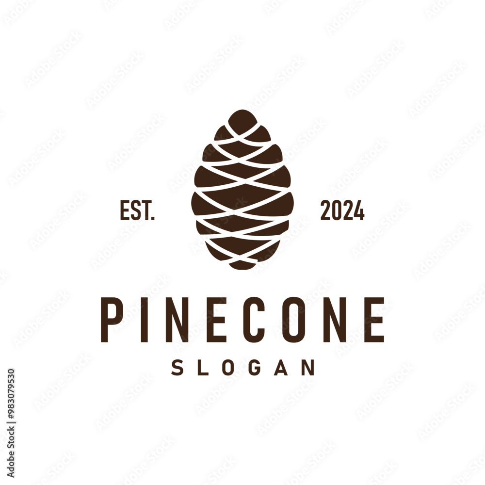 Naklejka premium Pinecone Logo, Simple Minimalist Design Pine Tree Plant Template Vector Illustration