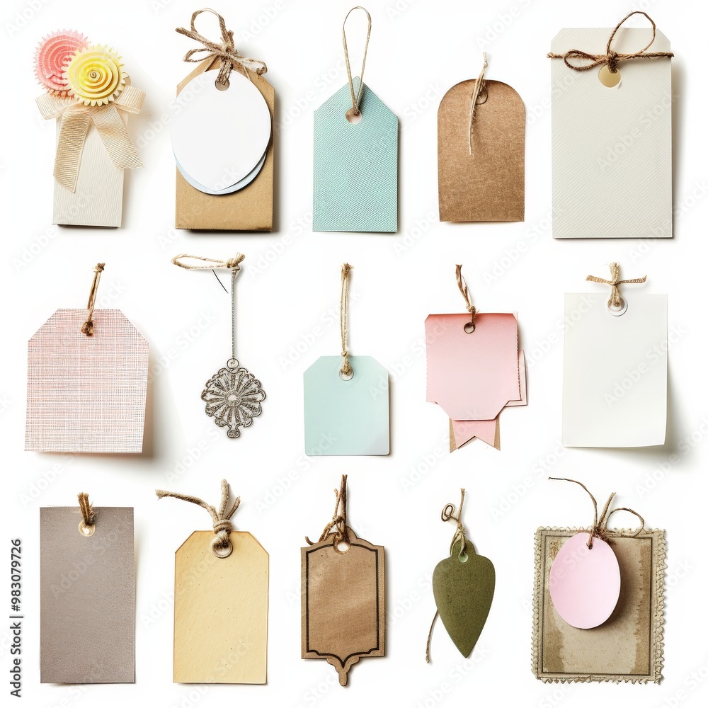 collage photo elements isolated on white, paper labels, ultra details ...