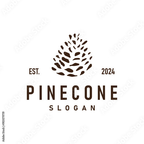 Pinecone Logo, Simple Minimalist Design Pine Tree Plant Template Vector Illustration