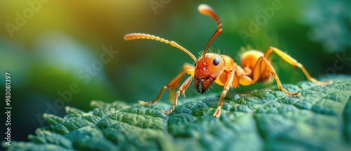 Close-Up of an Ant on Leaf in Natural Setting