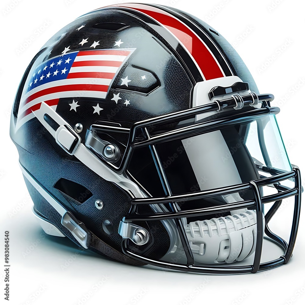 american football helmet with USA flag on the field american football helmet with USA flag on the field