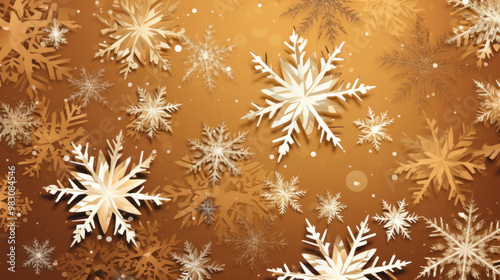 Illustration of snowflakes on a brown background