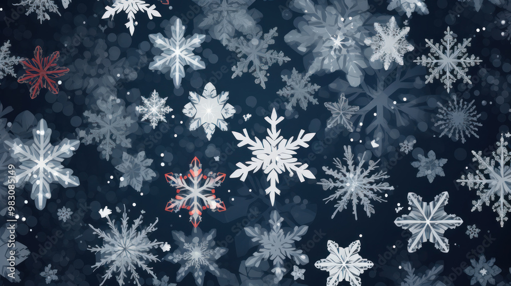 Illustration of snowflakes on a dark gray background Illustration of snowflakes on a dark gray background