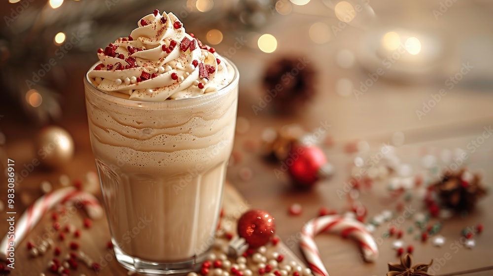 Christmas Coffee Drink with Whipped Cream Christmas Coffee Drink with Whipped Cream