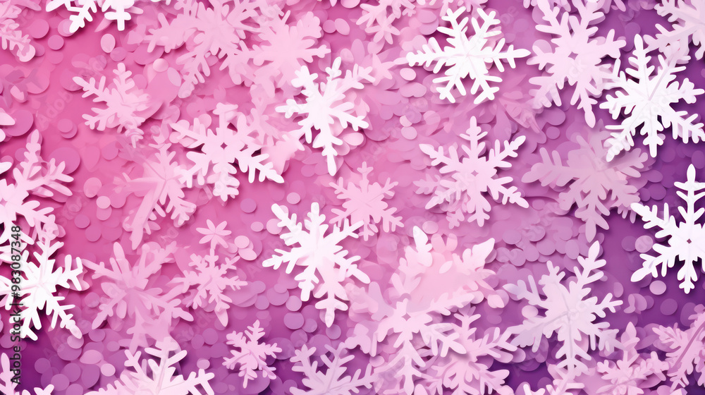 Illustration of snowflakes on a magenta background Illustration of snowflakes on a magenta background