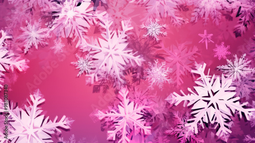 Illustration of snowflakes on a magenta background