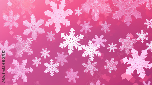 Illustration of snowflakes on a magenta background