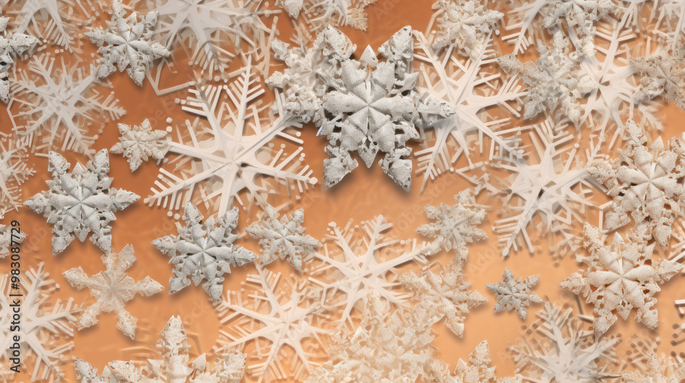 Illustration of snowflakes on a tan background Illustration of snowflakes on a tan background
