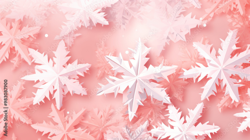 Illustration of snowflakes on a blush background Illustration of snowflakes on a blush background