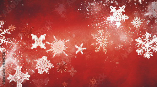 Illustration of snowflakes on a scarlet background