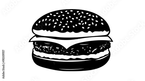 Assembled burger with visible layers on a simple background, food illustration vector