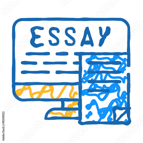 digital essay doodle icon sketch vector. digital essay sign. isolated symbol illustration