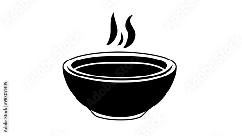 Bowl of hot soup with steam rising, liquid slightly disturbed, food illustration vector