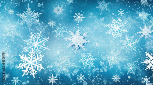 Illustration of snowflakes on a light cyan background