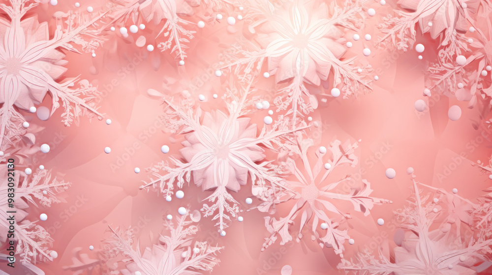 Illustration of snowflakes on a light pink background Illustration of snowflakes on a light pink background