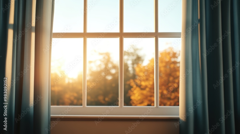 Serene Morning Light Through Window Curtains Serene Morning Light Through Window Curtains