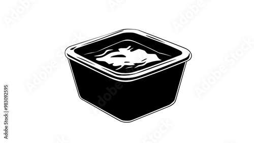 Dip in a square container with no additional elements or adornments, food vector graphic