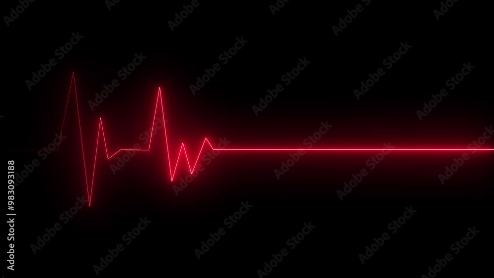 heart beat line icon animation . red color neon line heart beat with black background. heart beat line icon animation . red color neon line heart beat with black background.