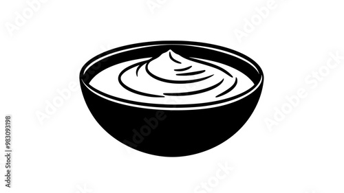 Hummus in a small shallow bowl with a smooth surface, food vector graphic