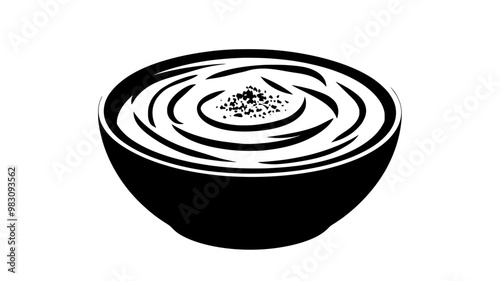Hummus in a round dish with a smooth surface and no additional elements, food vector illustration