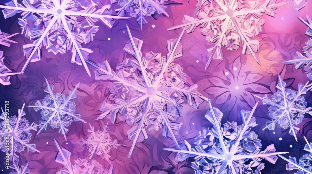 Illustration of snowflakes on a vivid purple background Illustration of snowflakes on a vivid purple background