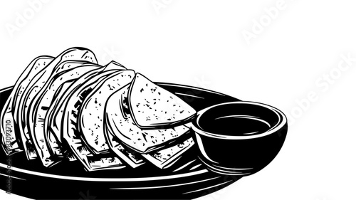 Peking duck with pancakes and dipping sauce, food vector graphic