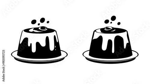 Perfectly set pudding in a transparent container without any additional elements, food illustration vector
