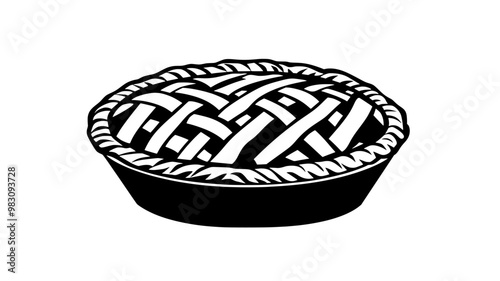 Pie featuring a woven top, filled with a mixture of fruit and baked to completion, food illustration vector