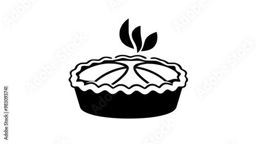 Pie with a flaky top crust, steam escaping, showcasing apple filling inside, food illustration vector