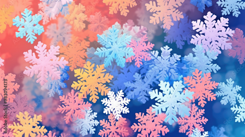 Illustration of snowflakes on a colorful background Illustration of snowflakes on a colorful background