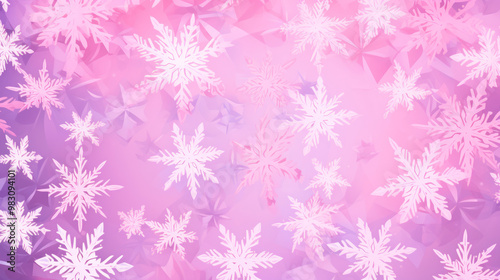 Illustration of snowflakes on a vivid pink background