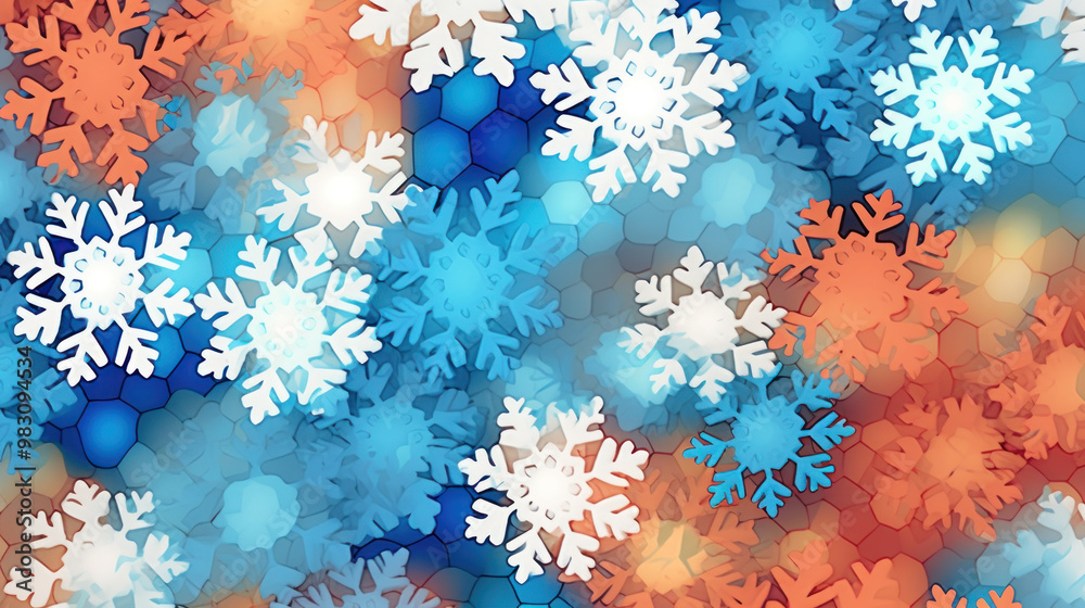 Illustration of snowflakes on a colorful background Illustration of snowflakes on a colorful background