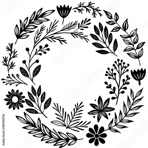 Set of  vector  beautiful hand drawing artistic tropical and leves with exotic forest.minimal botanical graphic sketch drawing, trendy tiny tattoo design, floral elements vector illustration.Wildflowe