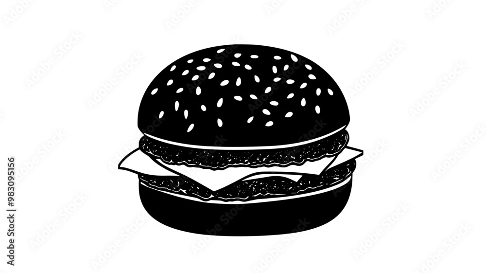 Single vegan burger, arranged flat on a simple surface, food vector illustration Single vegan burger, arranged flat on a simple surface, food vector illustration