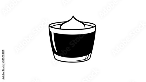 Single portion of pudding served in small glass dish, without toppings, food vector graphic