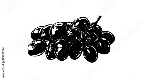 Small bunch of raisins in a tight cluster, food illustration vector