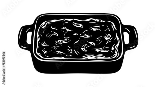 Top-down view of casserole dish with evenly baked surface, food vector illustration