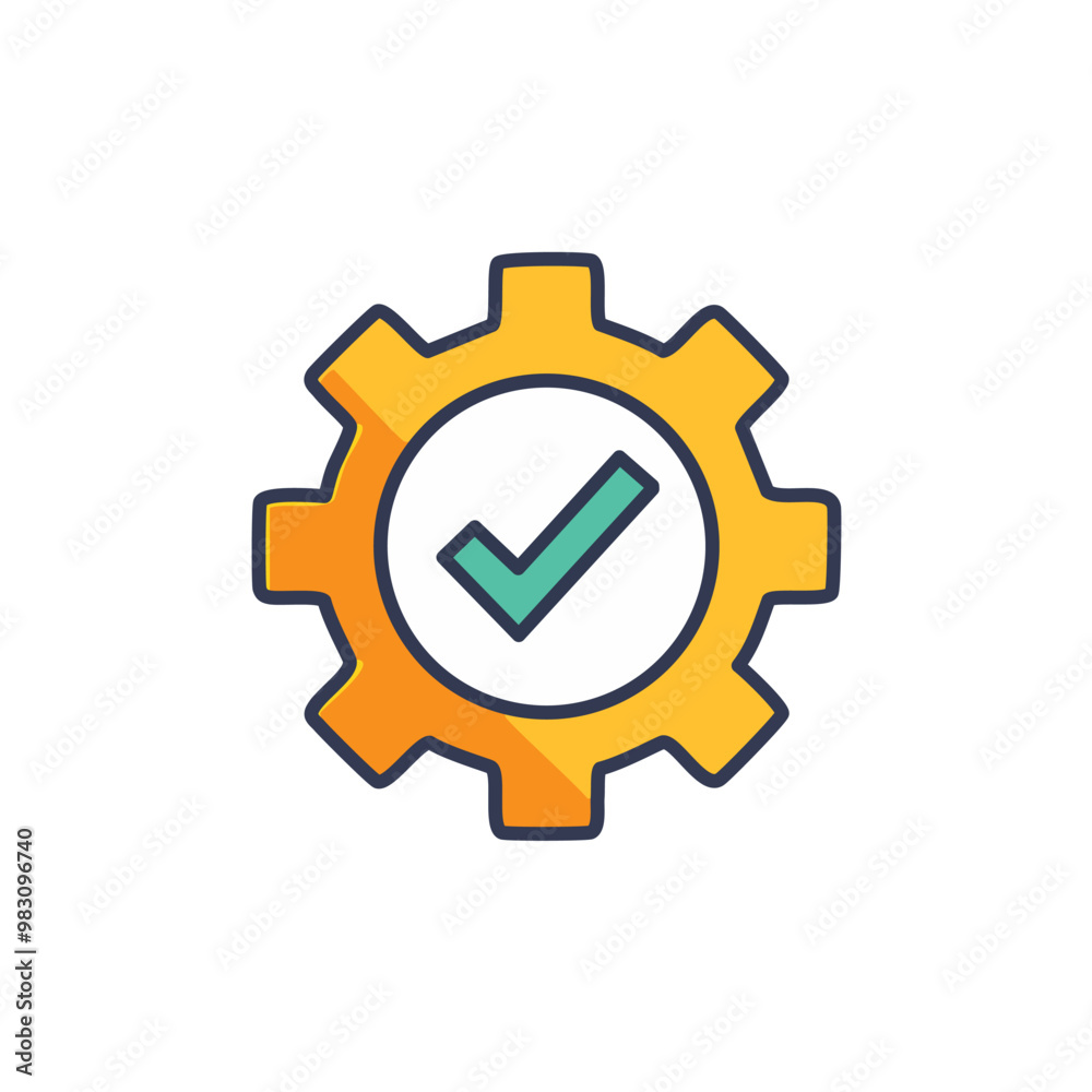 Abstract cogwheel and a checkbox combined together as an icon vector art illustration design. Icon concept design. Abstract cogwheel and a checkbox combined together as an icon vector art illustration design. Icon concept design.