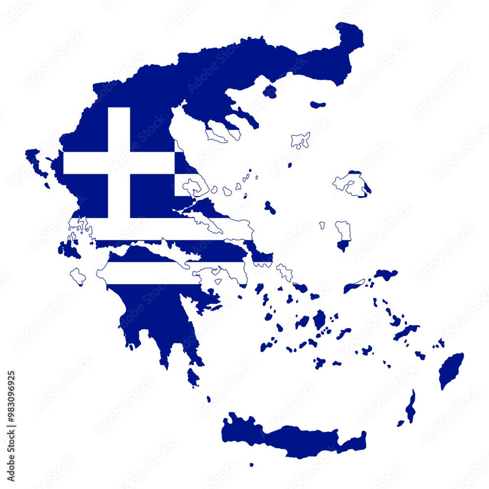 Fototapeta premium Greece flag map contour vector illustration