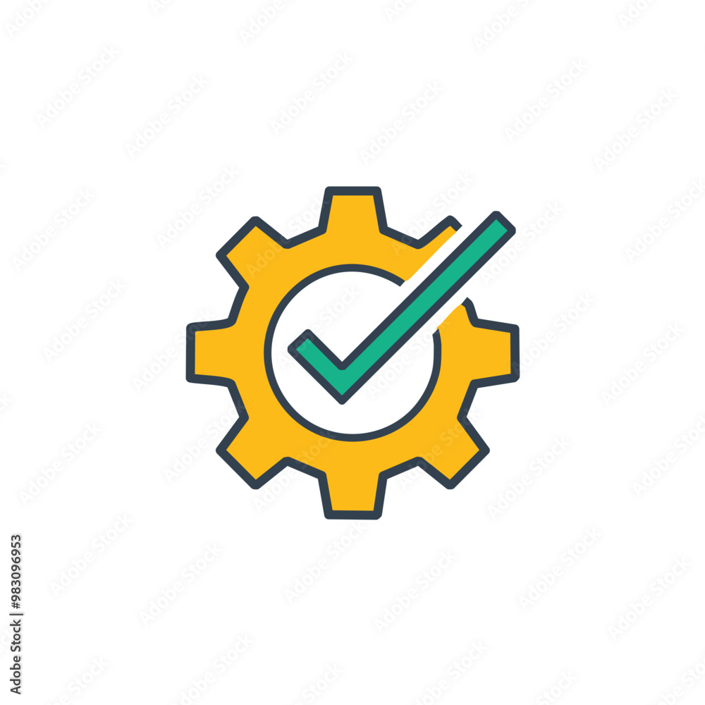 Abstract cogwheel and a checkbox combined together as an icon vector art illustration design. Icon concept design. Abstract cogwheel and a checkbox combined together as an icon vector art illustration design. Icon concept design.
