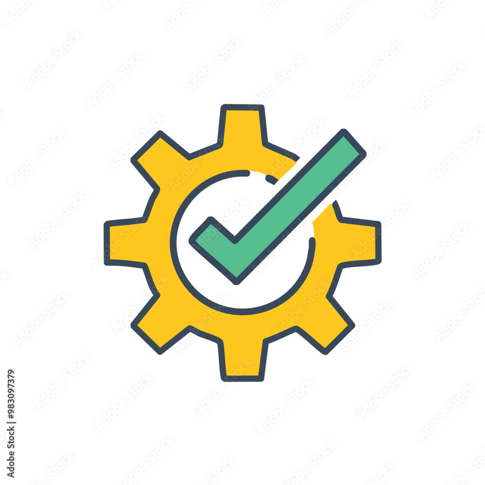 Abstract cogwheel and a checkbox combined together as an icon vector art illustration design. Icon concept design. Abstract cogwheel and a checkbox combined together as an icon vector art illustration design. Icon concept design.