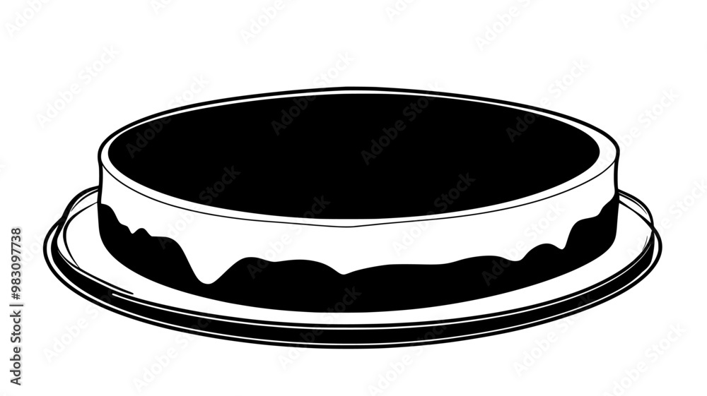 Cheesecake with smooth top layer on a flat round dish, food illustration vector Cheesecake with smooth top layer on a flat round dish, food illustration vector