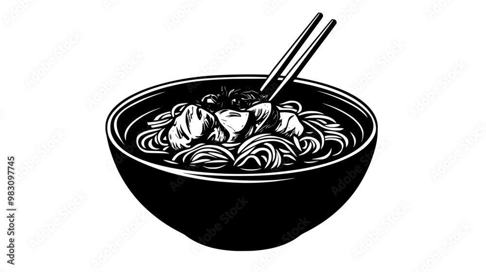 Chicken noodle soup in a dish with visible chicken, noodles, and vegetables, food vector graphic Chicken noodle soup in a dish with visible chicken, noodles, and vegetables, food vector graphic