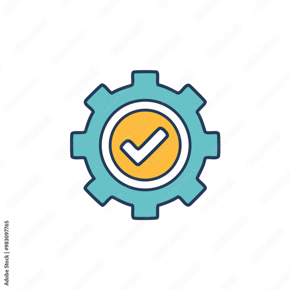 Abstract cogwheel and a checkbox combined together as an icon vector art illustration design. Icon concept design. Abstract cogwheel and a checkbox combined together as an icon vector art illustration design. Icon concept design.