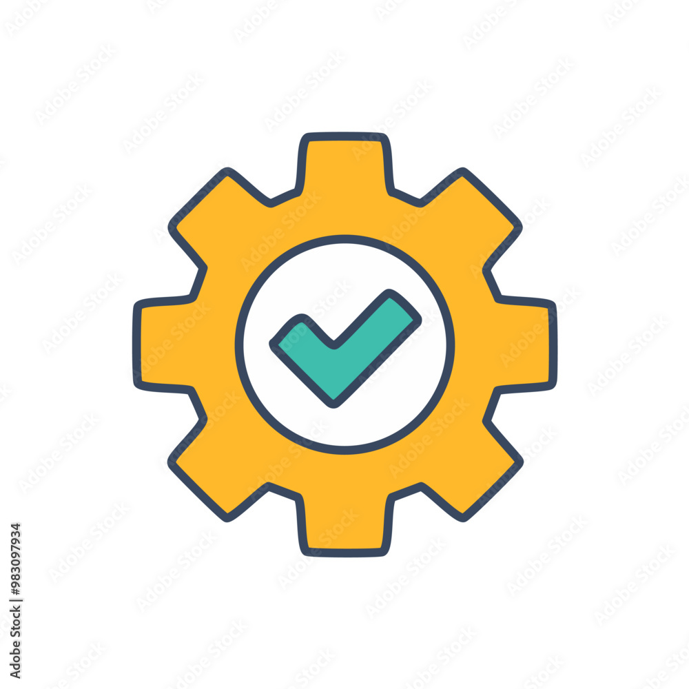 Abstract cogwheel and a checkbox combined together as an icon vector art illustration design. Icon concept design. Abstract cogwheel and a checkbox combined together as an icon vector art illustration design. Icon concept design.