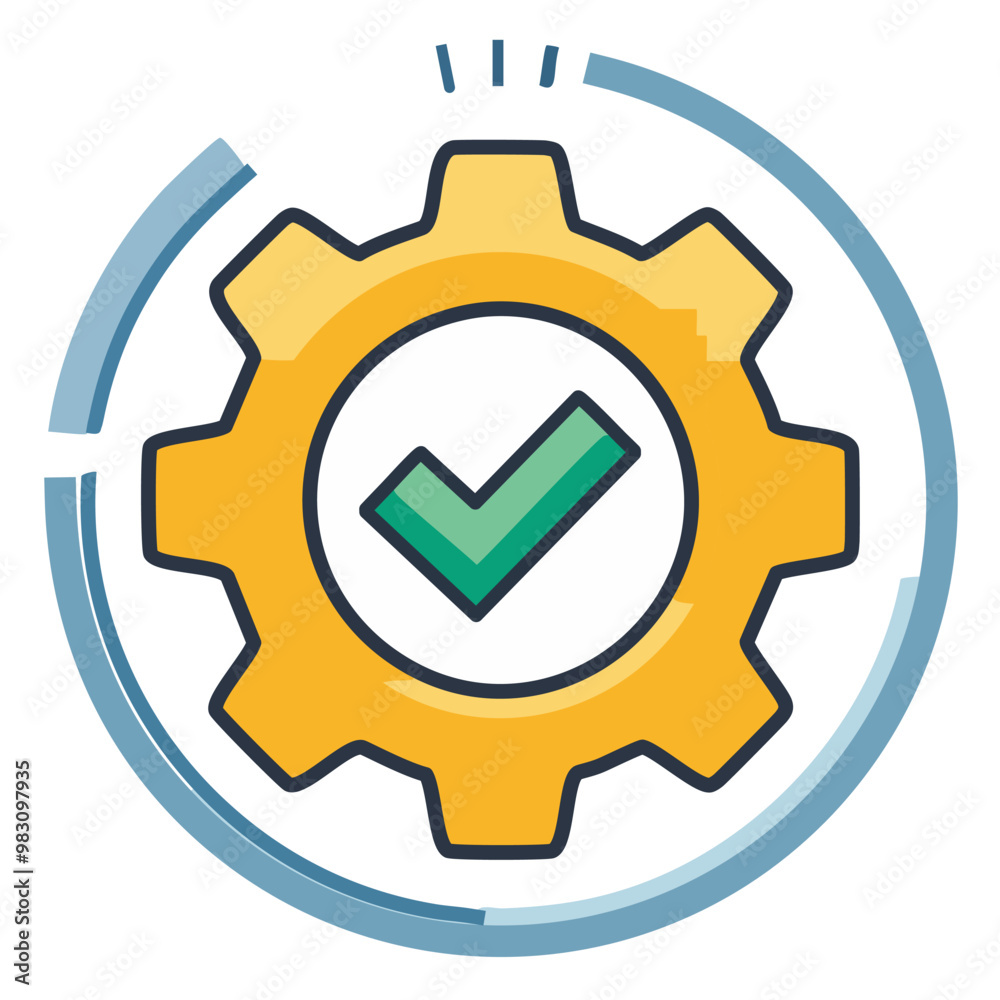 Abstract cogwheel and a checkbox combined together as an icon vector art illustration design. Icon concept design. Abstract cogwheel and a checkbox combined together as an icon vector art illustration design. Icon concept design.