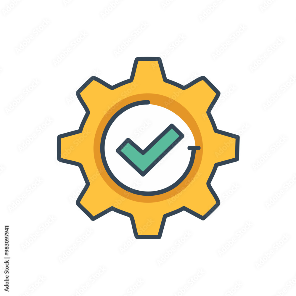 Abstract cogwheel and a checkbox combined together as an icon vector art illustration design. Icon concept design. Abstract cogwheel and a checkbox combined together as an icon vector art illustration design. Icon concept design.