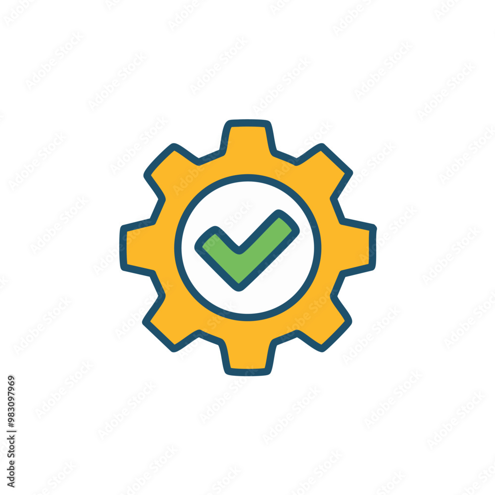 Abstract cogwheel and a checkbox combined together as an icon vector art illustration design. Icon concept design. Abstract cogwheel and a checkbox combined together as an icon vector art illustration design. Icon concept design.