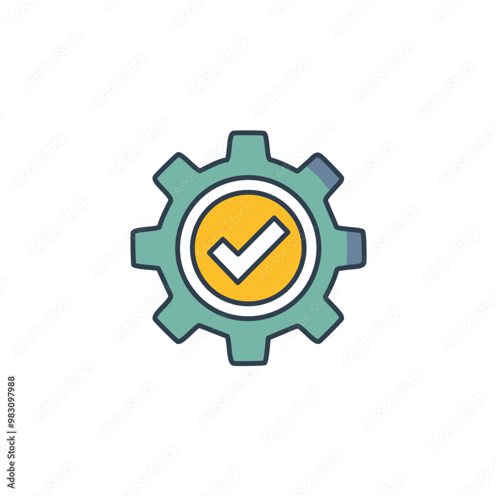 Abstract cogwheel and a checkbox combined together as an icon vector art illustration design. Icon concept design. Abstract cogwheel and a checkbox combined together as an icon vector art illustration design. Icon concept design.