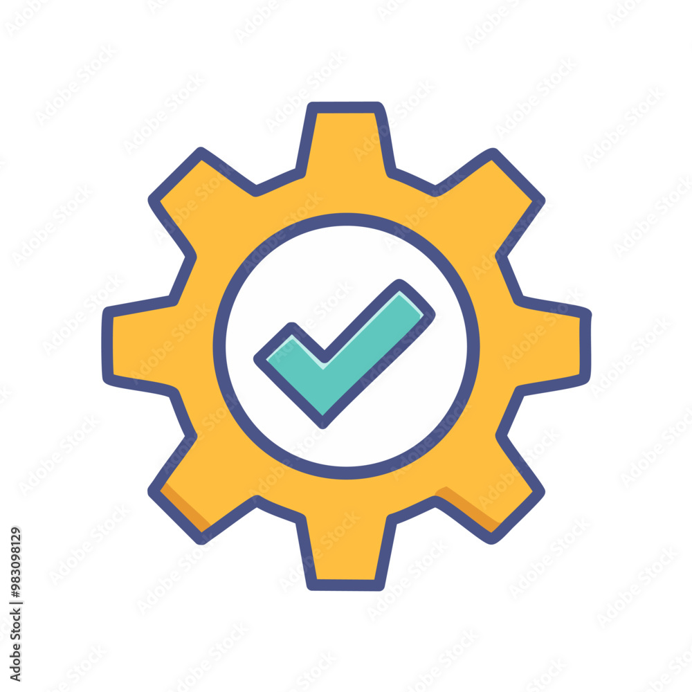 Abstract cogwheel and a checkbox combined together as an icon vector art illustration design. Icon concept design. Abstract cogwheel and a checkbox combined together as an icon vector art illustration design. Icon concept design.